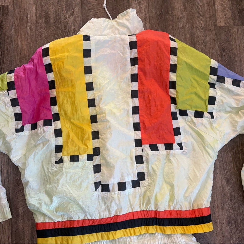 Vintage Colorful Geometric Women's Jumpsuit breakaway Velcro pants - Picture 6 of 10